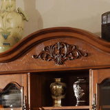 Antique Carved Wooden Kitchen Brown Tall China Cabinet Image - 6