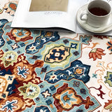 Antique Circular Southwestern Cotton Blue Area Rug Image - 7