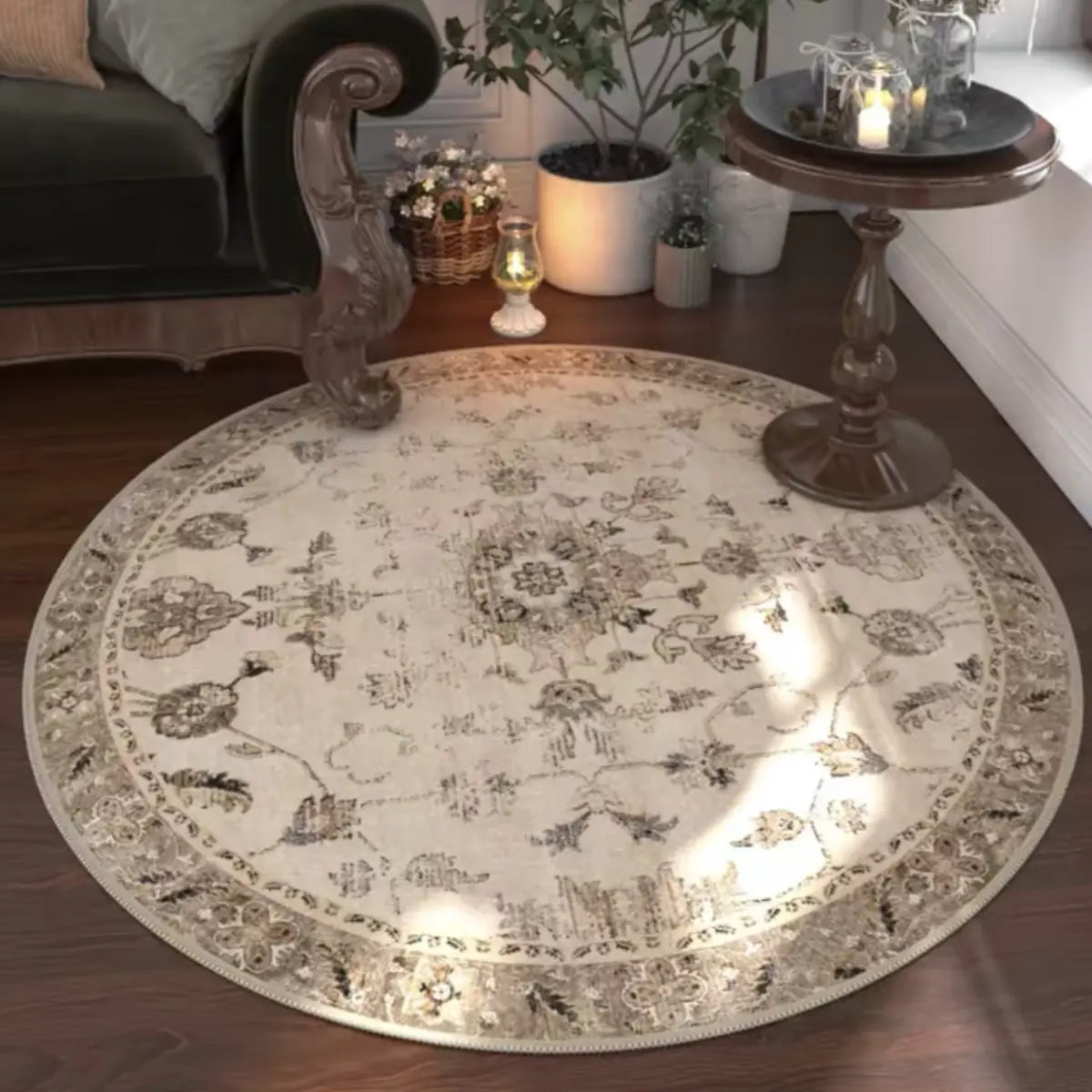 Antique Circular Southwestern Cotton Blue Area Rug Image - 9