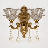 Antique Clear Glass Brass Geometric Wall Sconce Image - 7