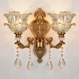 Antique Clear Glass Brass Geometric Wall Sconce Image - 2
