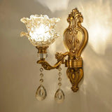 Antique Clear Glass Brass Geometric Wall Sconce Image - 3