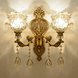 Antique Clear Glass Brass Geometric Wall Sconce Image - 4