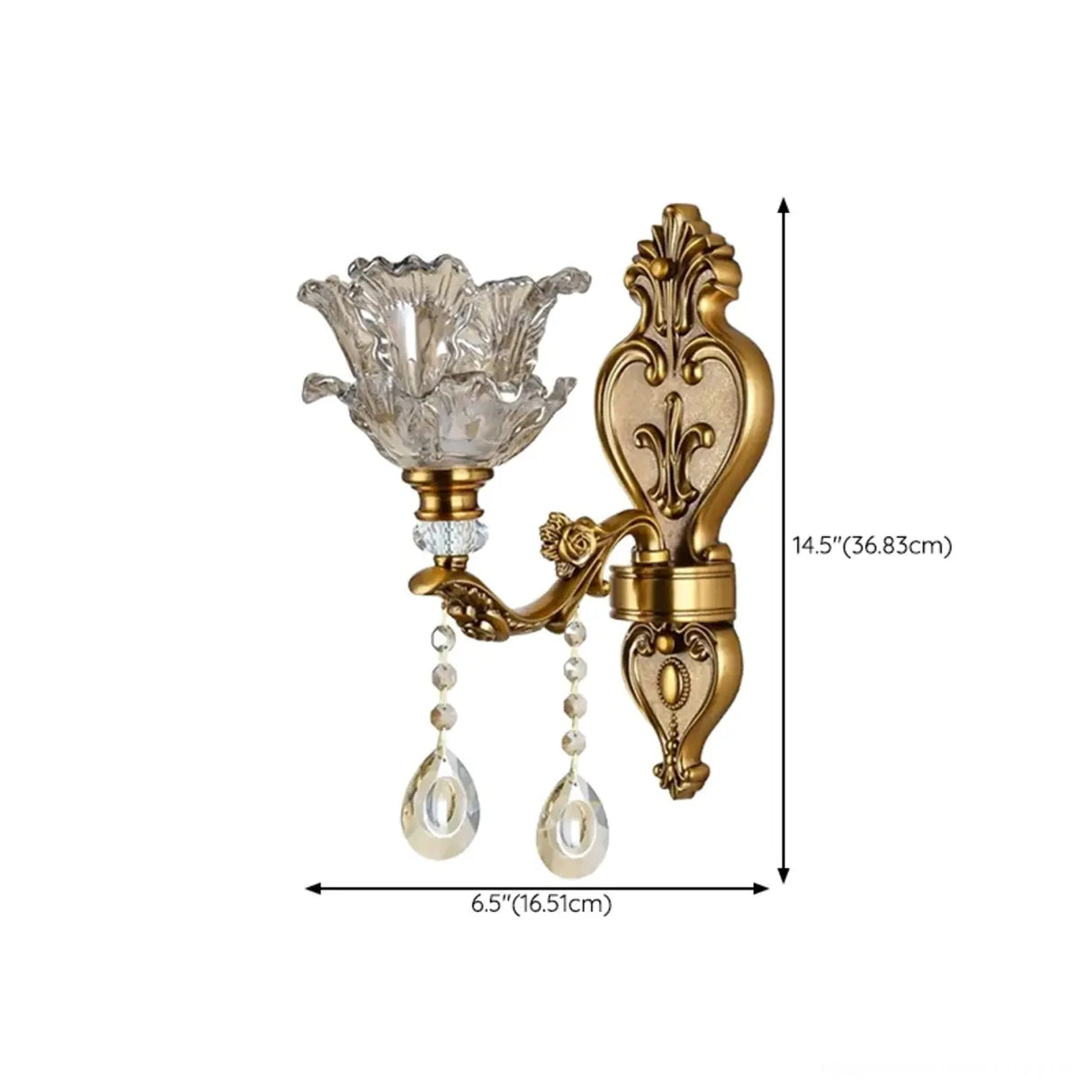 Antique Clear Glass Brass Geometric Wall Sconce 