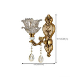 Antique Clear Glass Brass Geometric Wall Sconce #size