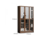 Antique Glass Door Vertical Wood Storage Bookcase Brown #size
