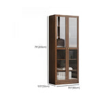 Antique Glass Door Vertical Wood Storage Bookcase Brown Image - 11