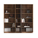 Antique Glass Door Vertical Wood Storage Bookcase Brown Image - 6