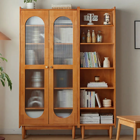 Antique Glass Doors Wooden Double Storage Bookcase Image - 1