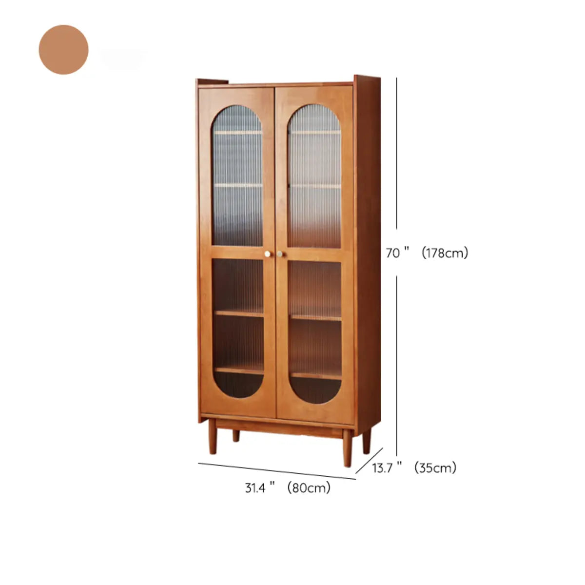 Antique Glass Doors Wooden Double Storage Bookcase 