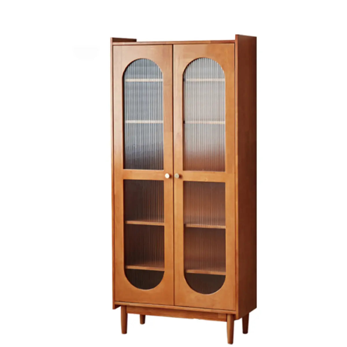 Antique Glass Doors Wooden Double Storage Bookcase Image - 3
