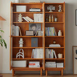 Antique Glass Doors Wooden Double Storage Bookcase Image - 4