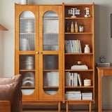 Antique Glass Doors Wooden Double Storage Bookcase Image - 5