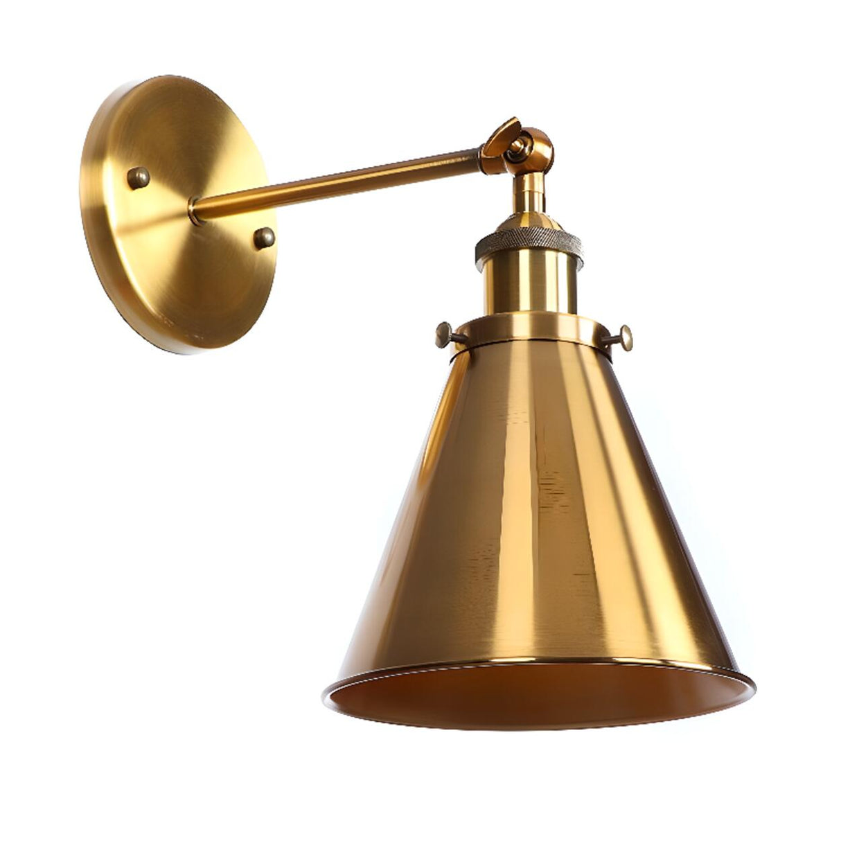 Antique Gold Cone Metal LED Wall Light Fixture Image - 10