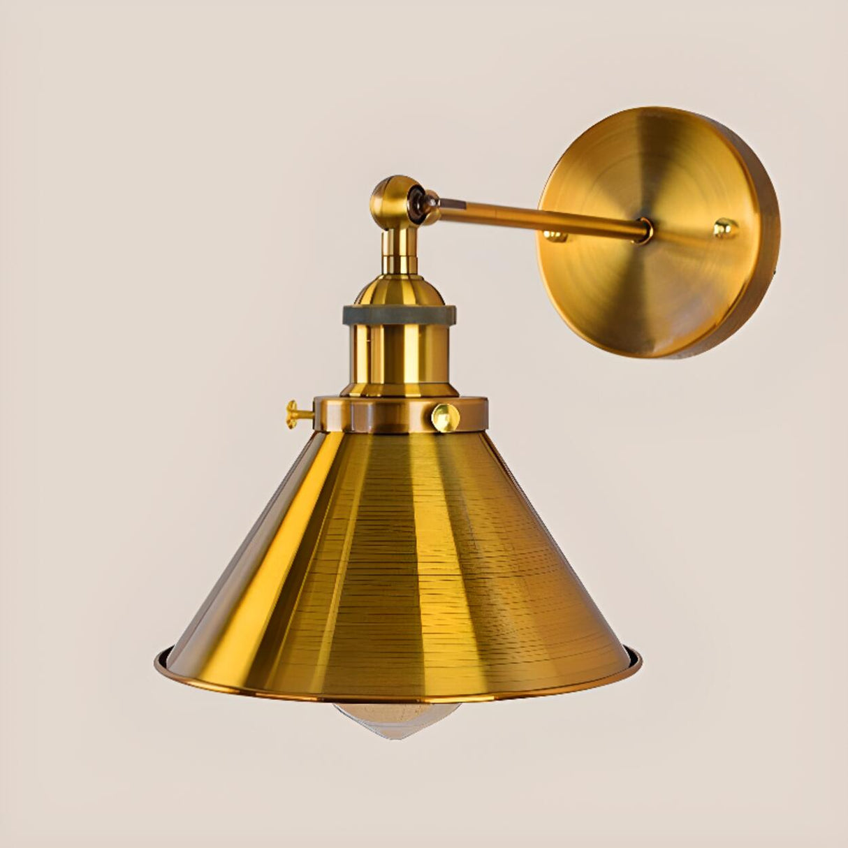 Antique Gold Cone Metal LED Wall Light Fixture Image - 11