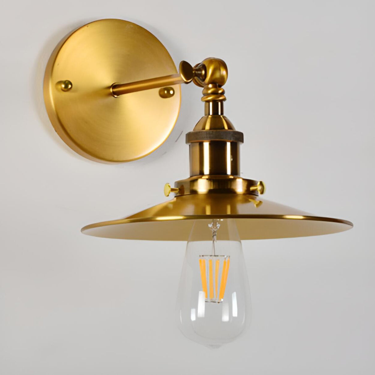 Antique Gold Cone Metal LED Wall Light Fixture Image - 12