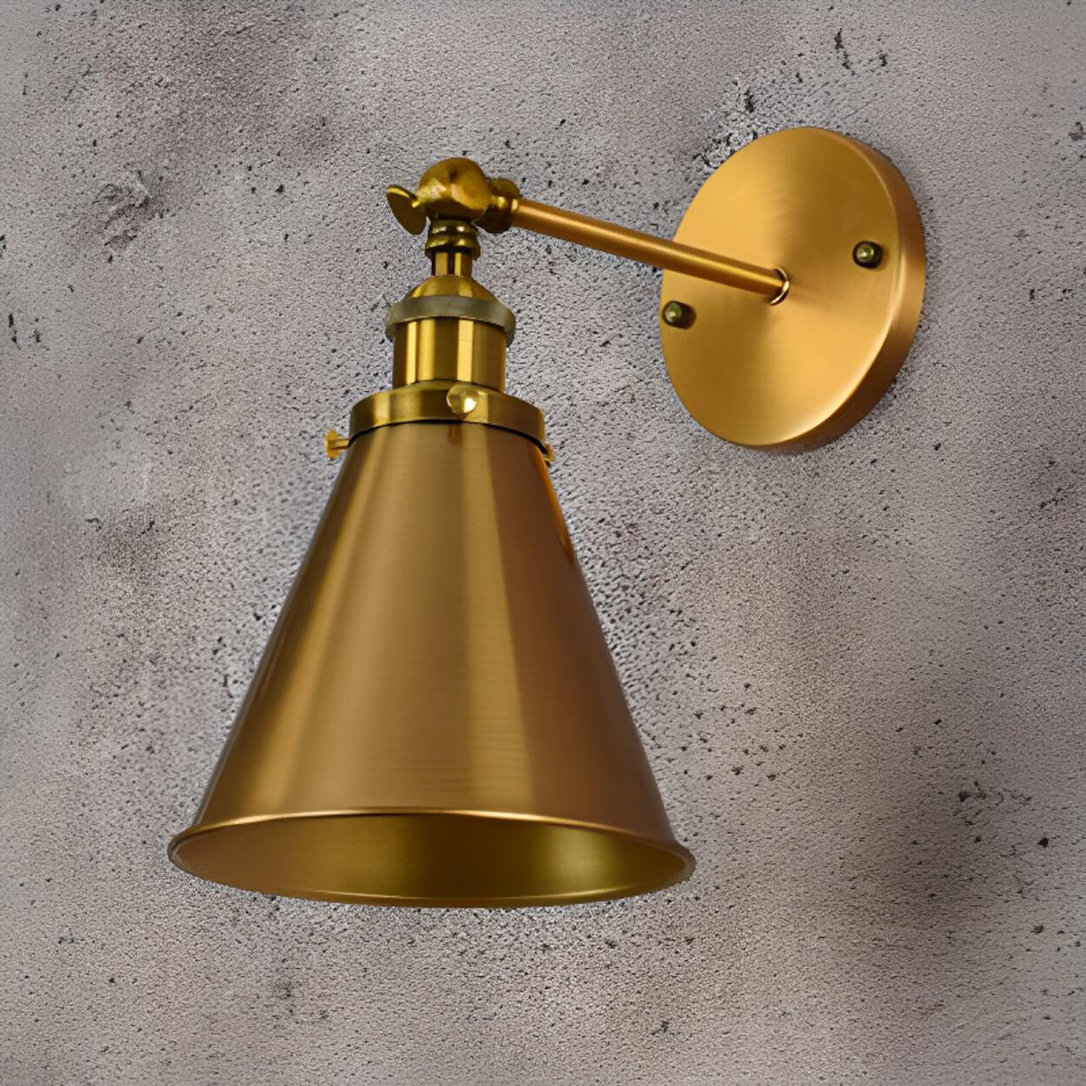 Antique Gold Cone Metal LED Wall Light Fixture Image - 13