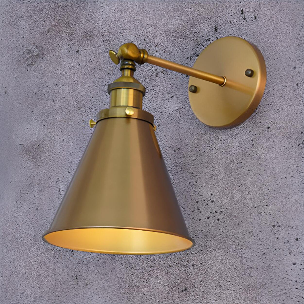 Antique Gold Cone Metal LED Wall Light Fixture Image - 14