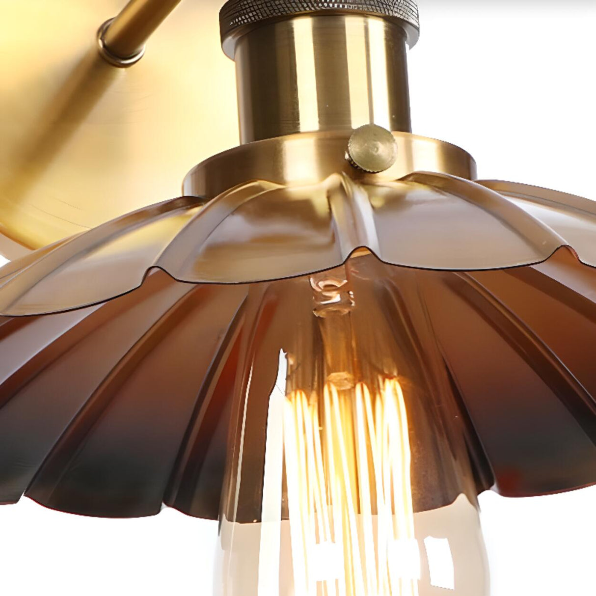 Antique Gold Cone Metal LED Wall Light Fixture Image - 16