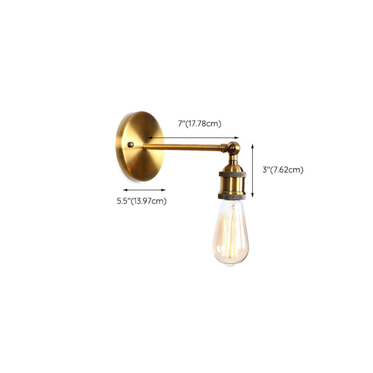 Antique Gold Cone Metal LED Wall Light Fixture 