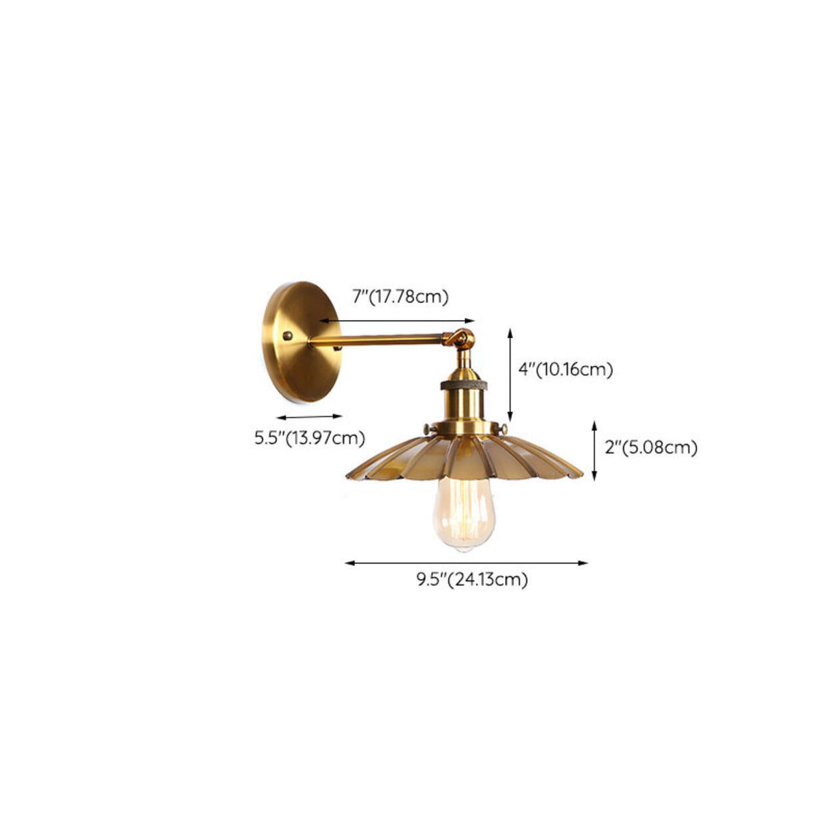 Antique Gold Cone Metal LED Wall Light Fixture Image - 18