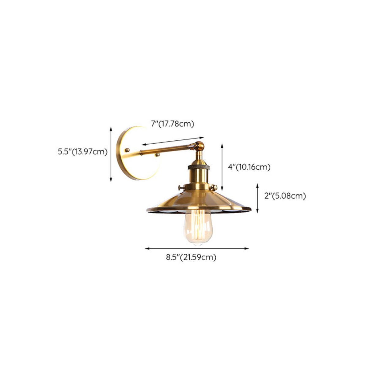 Antique Gold Cone Metal LED Wall Light Fixture Image - 19