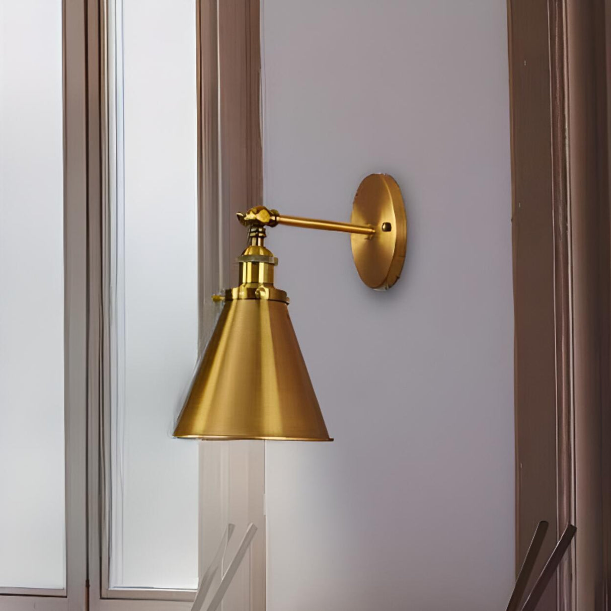 Antique Gold Cone Metal LED Wall Light Fixture Image - 3