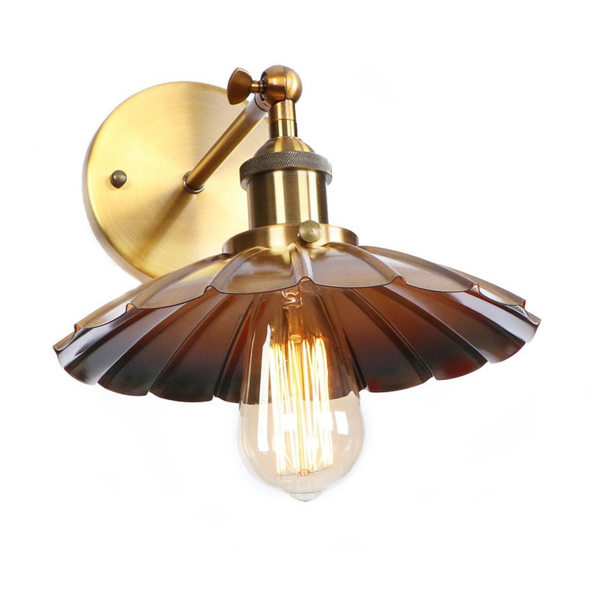 Antique Gold Cone Metal LED Wall Light Fixture Image - 5
