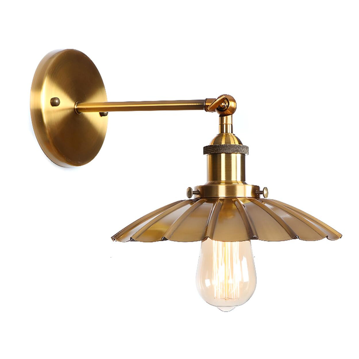 Antique Gold Cone Metal LED Wall Light Fixture Image - 6