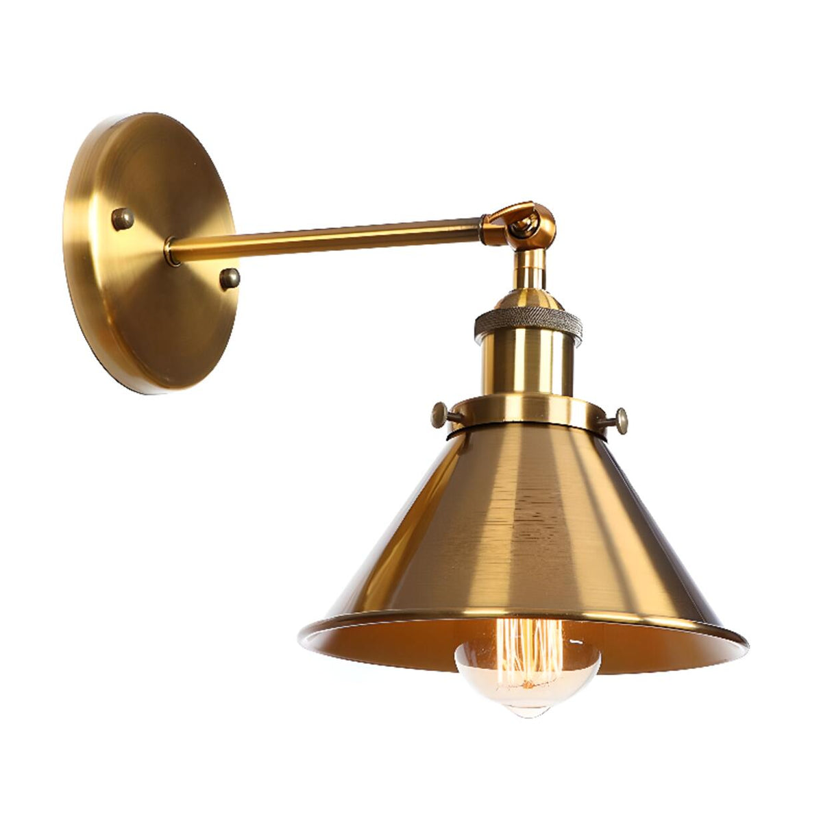 Antique Gold Cone Metal LED Wall Light Fixture Image - 8
