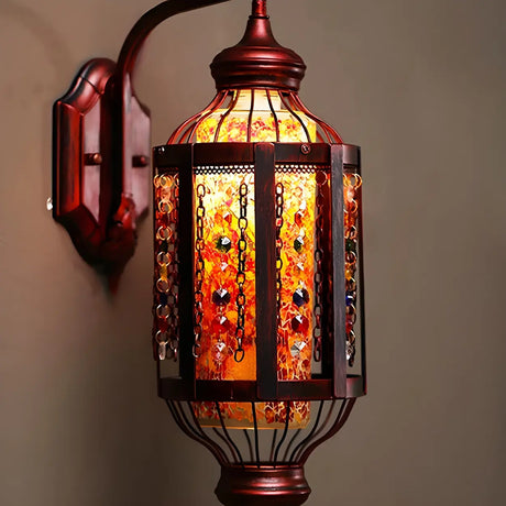 Antique Lantern Stained Glass Moroccan Wall Sconce  Image - 3