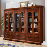 Antique Mahogany Cabinet Glass Doors Display Bookcase Image - 5