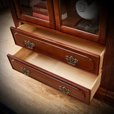 Antique Mahogany Cabinet Glass Doors Display Bookcase Image - 7