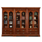 Antique Mahogany Cabinet Glass Doors Display Bookcase Image - 8