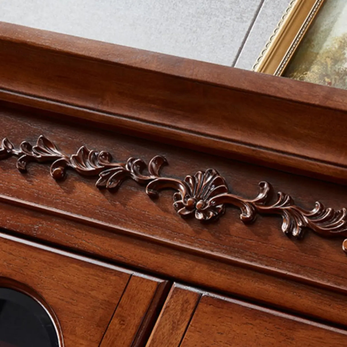 Antique Mahogany Cabinet Glass Doors Display Bookcase Image - 9