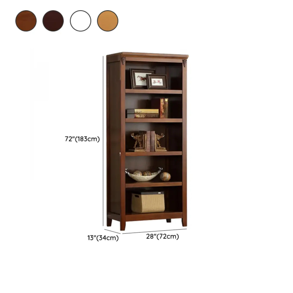 Antique Multi-shelf Brown Wood Timber Tall Bookcase 