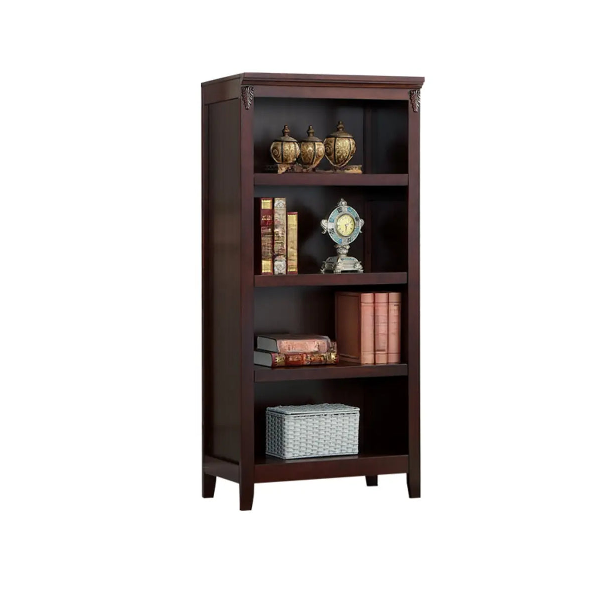 Antique Multi-shelf Brown Wood Timber Tall Bookcase Image - 9