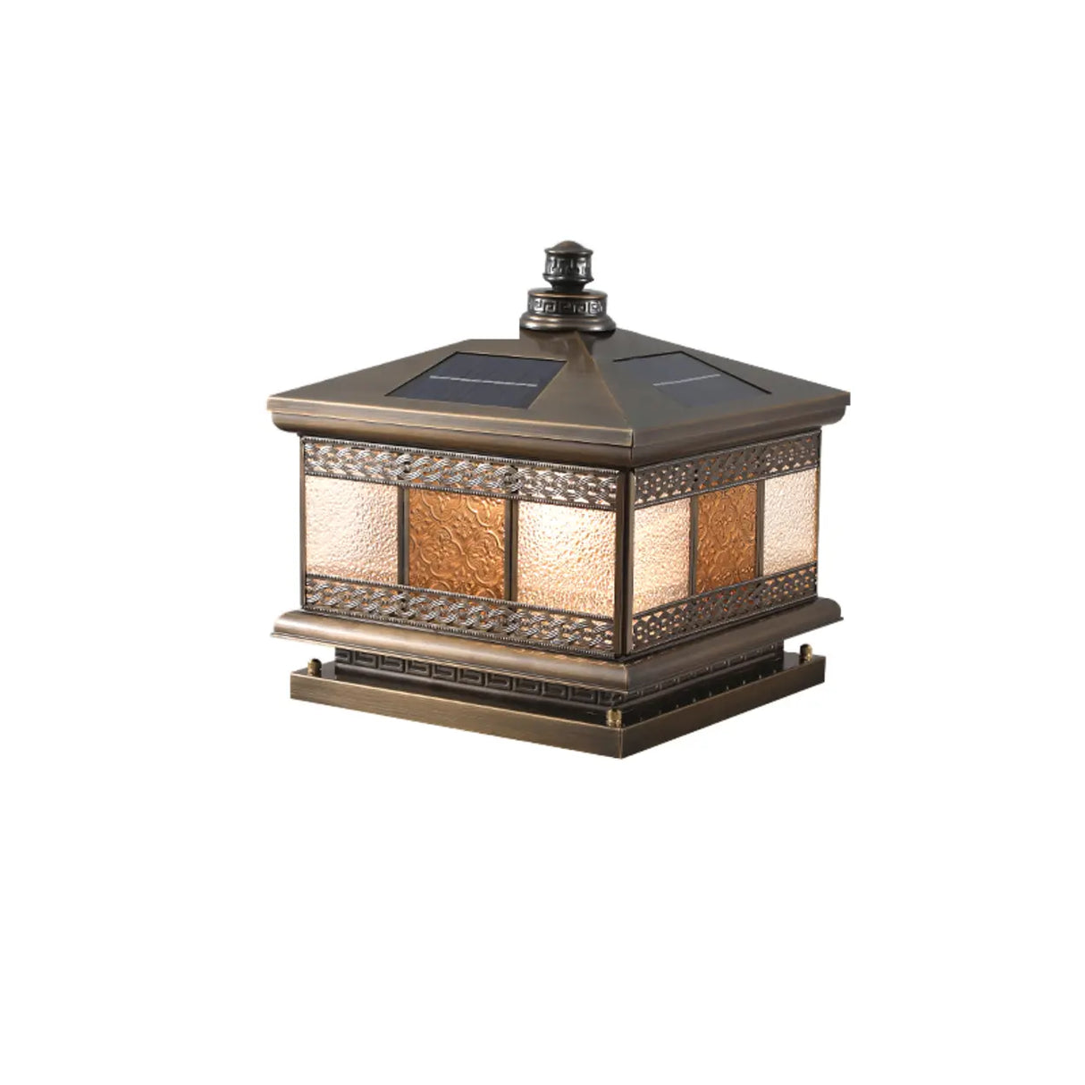 Antique Outdoor Bronze Solar Color-Changing Pillar Light Image - 2