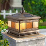 Antique Outdoor Bronze Solar Color-Changing Pillar Light Image - 5