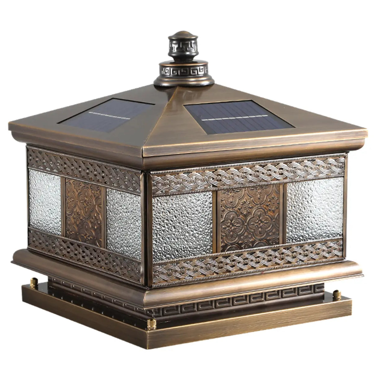 Antique Outdoor Bronze Solar Color-Changing Pillar Light Image - 6