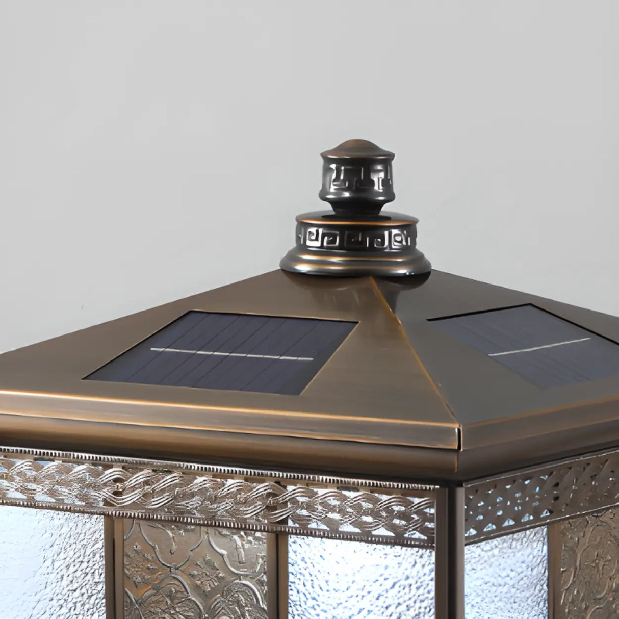 Antique Outdoor Bronze Solar Color-Changing Pillar Light Image - 7