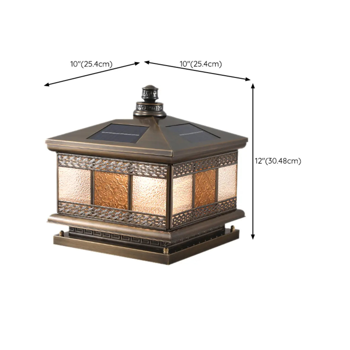 Antique Outdoor Bronze Solar Color-Changing Pillar Light 