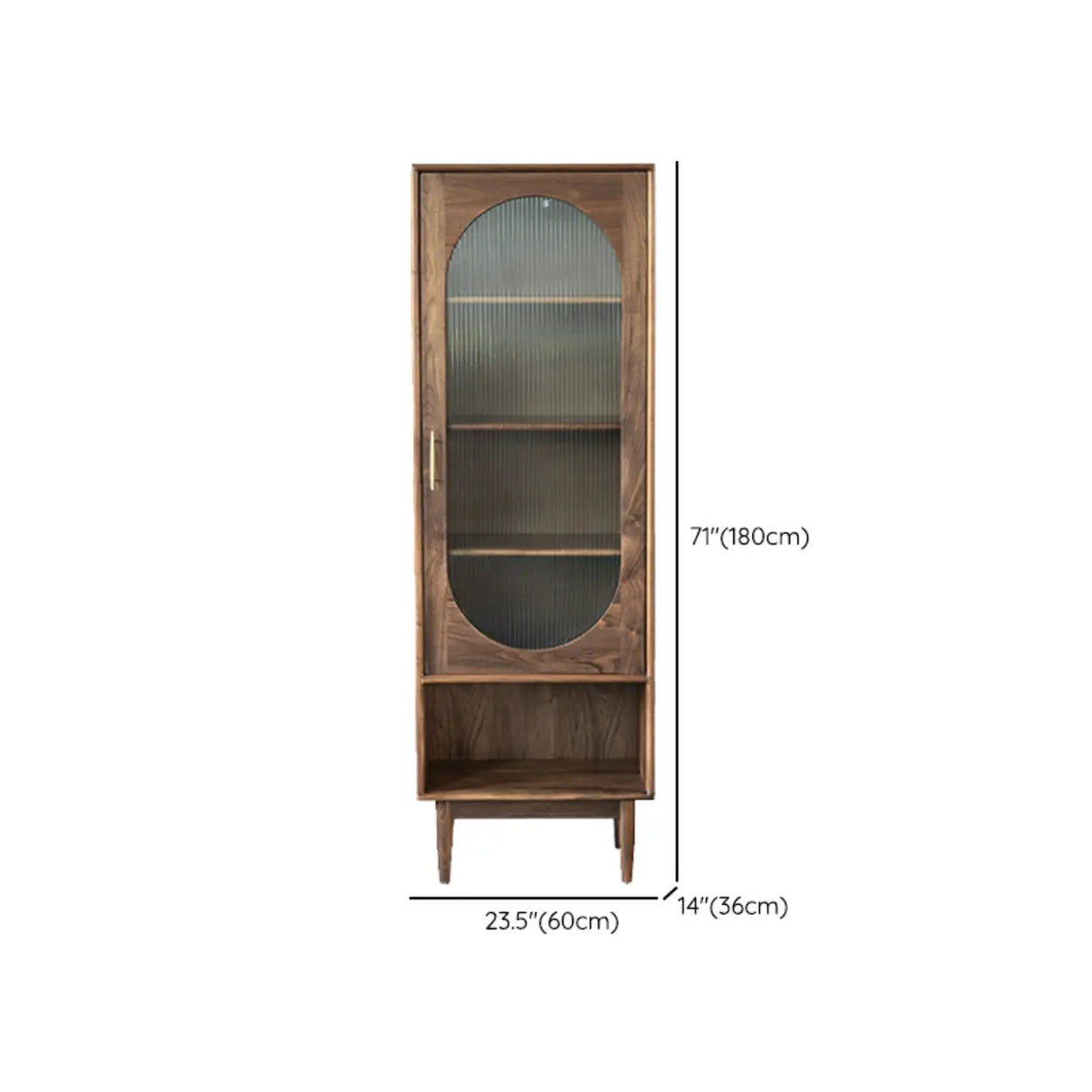 Antique Oval Glass Door Closed Wood Organizer Bookcase 