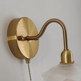 Antique Pink Floral Brass Wall Sconce with Switch Image - 8