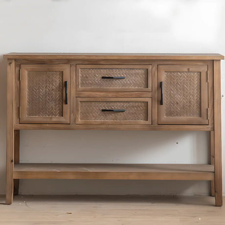 Antique Storage Carved Wood Console Table with Shelf Image - 3