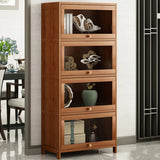 Antique Vertical Brown Wood Cabinet Storage Bookcase Image - 1