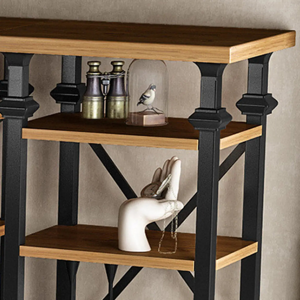 Antique Vertical Open-Frame Etagere Display Bookshelf Image - 12