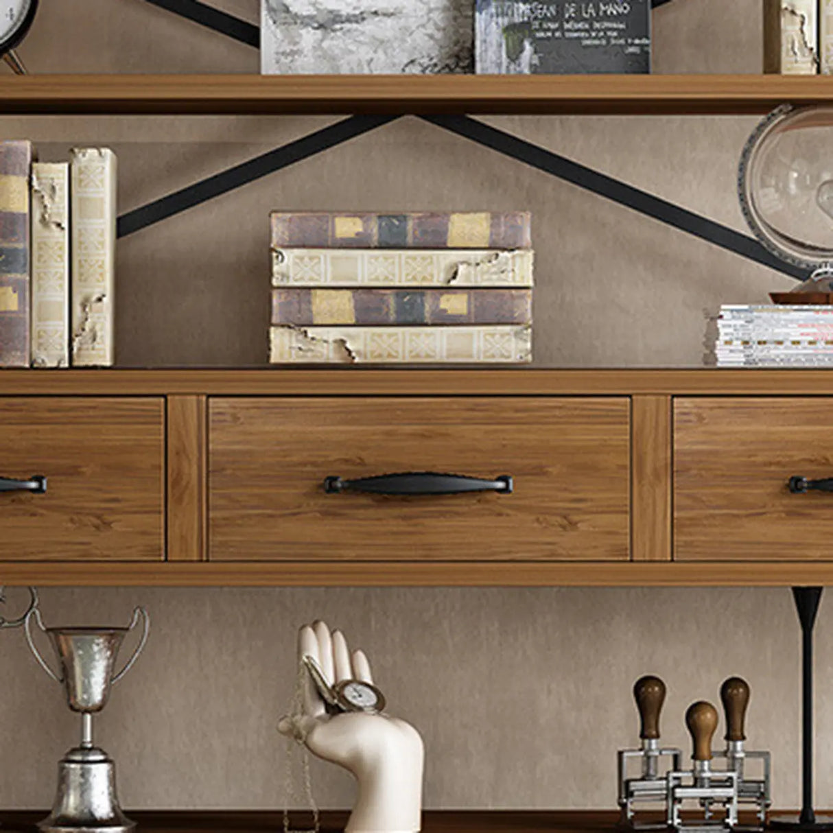 Antique Vertical Open-Frame Etagere Display Bookshelf Image - 13