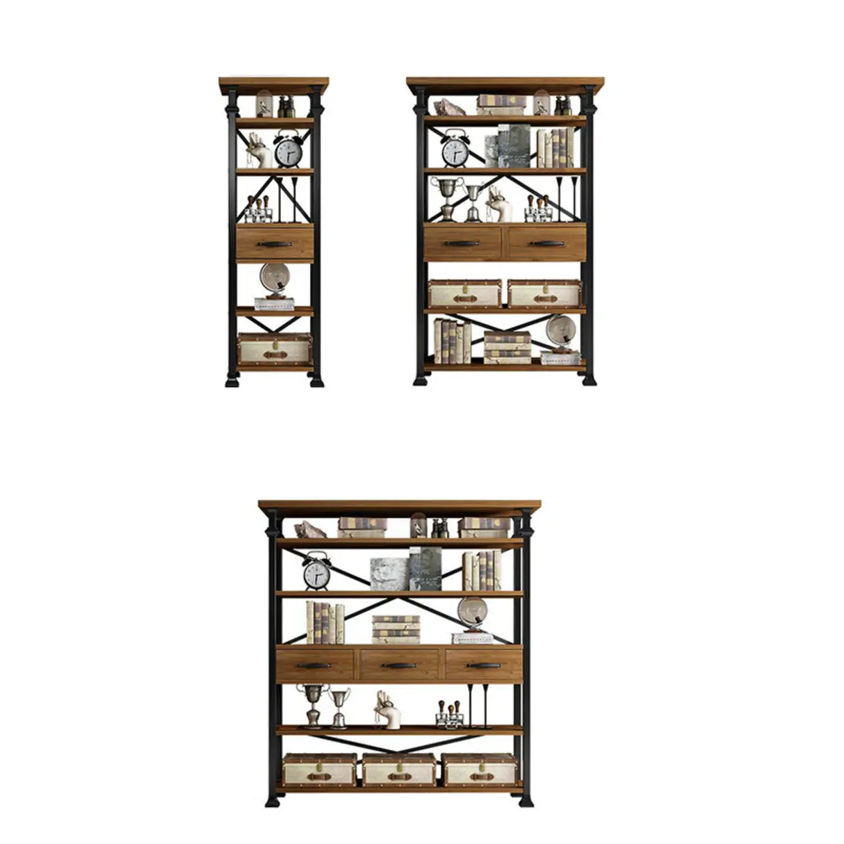 Antique Vertical Open-Frame Etagere Display Bookshelf Image - 14