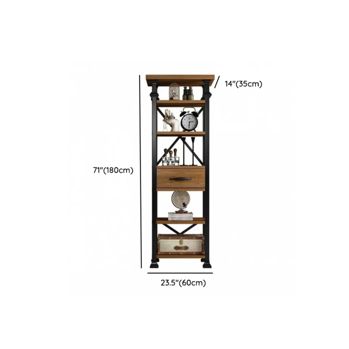Antique Vertical Open-Frame Etagere Display Bookshelf Image - 16